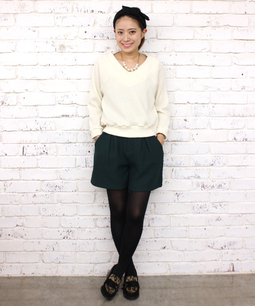 mystic（ミスティック）の「ワイドVネックリブプルオーバー（Tシャツ/カットソー・レディース・キャメル/チャコールグレー/オフホワイト/グレー・ﾌﾘ-）」の11枚目の写真