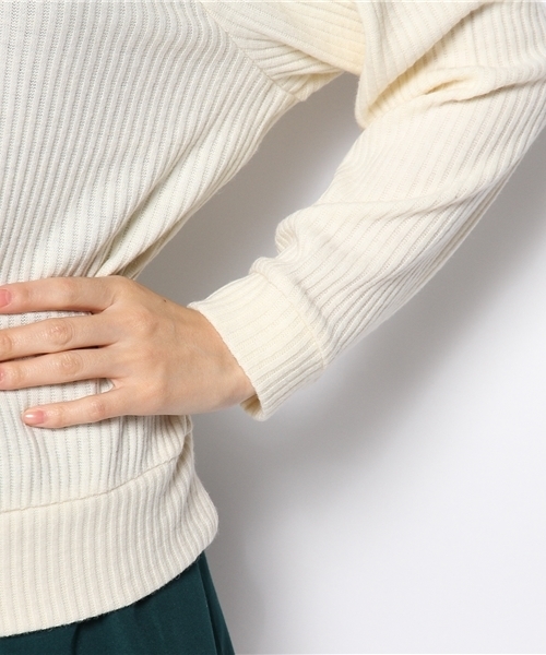 mystic（ミスティック）の「ワイドVネックリブプルオーバー（Tシャツ/カットソー・レディース・キャメル/チャコールグレー/オフホワイト/グレー・ﾌﾘ-）」の9枚目の写真