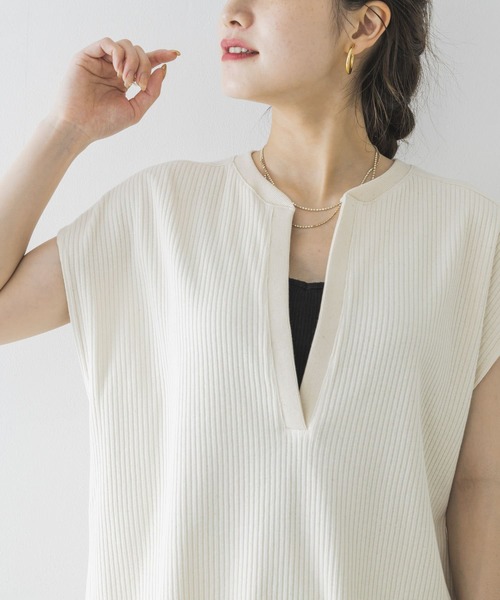 URBAN RESEARCH（アーバンリサーチ）の「針抜きリブノースリーブカットソー（Tシャツ/カットソー・レディース・ブラック/アイボリー・FREE）」の8枚目の写真