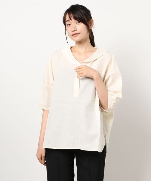 Samansa Mos2（サマンサ モスモス）の「セーラーカラードルマンブラウス（シャツ/ブラウス・レディース・ベージュ/パープル/オフホワイト・ﾌﾘ-）」の2枚目の写真