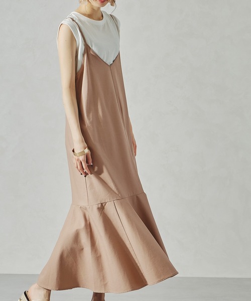 acro（アクロ）の「リネンタッチキャミワンピース/AC1062（ワンピース・レディース・パープル/ブラウン/ベージュ・ﾌﾘ-）」の2枚目の写真