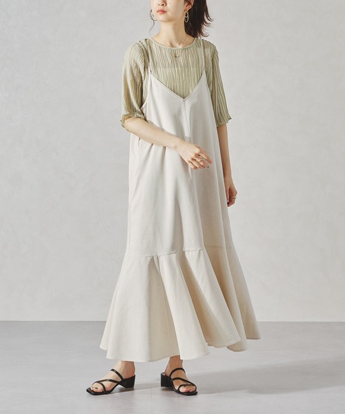 acro（アクロ）の「リネンタッチキャミワンピース/AC1062（ワンピース・レディース・パープル/ブラウン/ベージュ・ﾌﾘ-）」の9枚目の写真