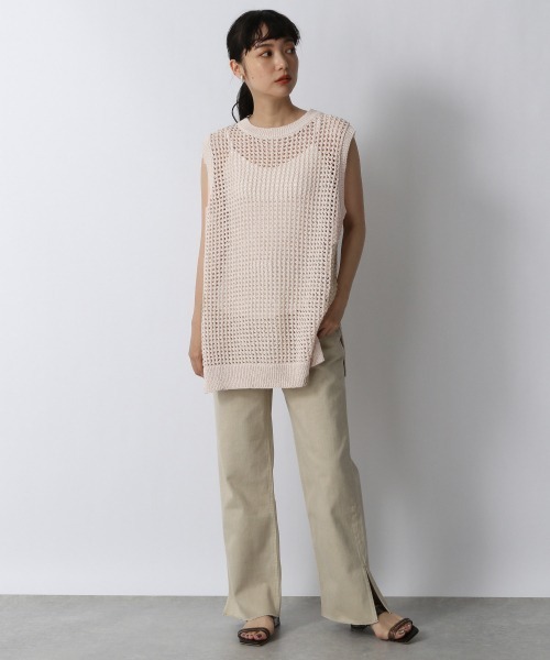 LOWRYS FARM（ローリーズファーム）の「テープヤーンメッシュプルオーバーＮＳ　956100（ニット/セーター・レディース・ブラック/グレー/アイボリー/グリーン・FREE）」の7枚目の写真