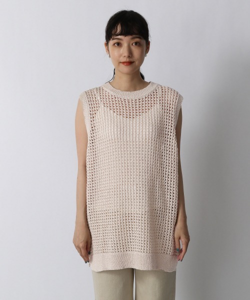 LOWRYS FARM（ローリーズファーム）の「テープヤーンメッシュプルオーバーＮＳ　956100（ニット/セーター・レディース・ブラック/グレー/アイボリー/グリーン・FREE）」の8枚目の写真