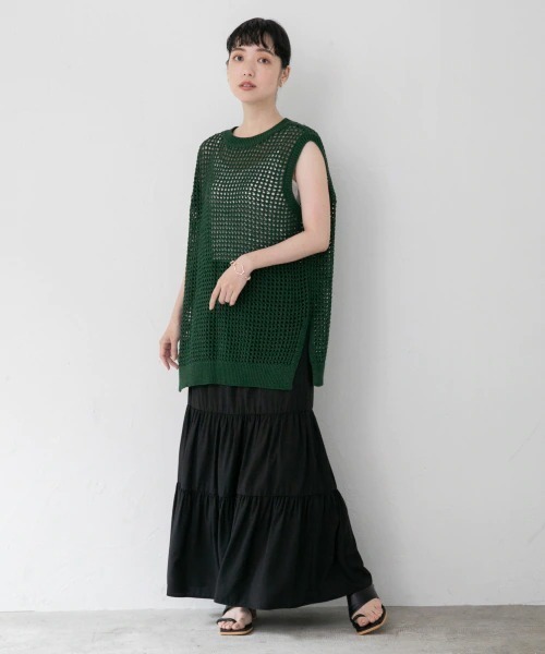 LOWRYS FARM（ローリーズファーム）の「テープヤーンメッシュプルオーバーＮＳ　956100（ニット/セーター・レディース・ブラック/グレー/アイボリー/グリーン・FREE）」の21枚目の写真