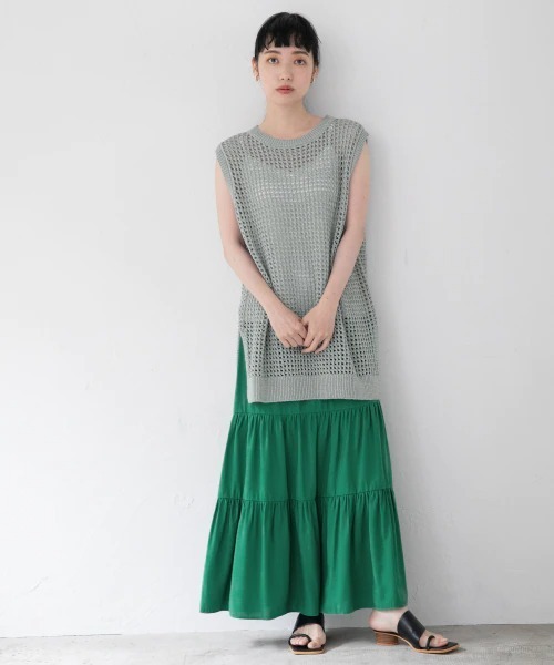 LOWRYS FARM（ローリーズファーム）の「テープヤーンメッシュプルオーバーＮＳ　956100（ニット/セーター・レディース・ブラック/グレー/アイボリー/グリーン・FREE）」の22枚目の写真