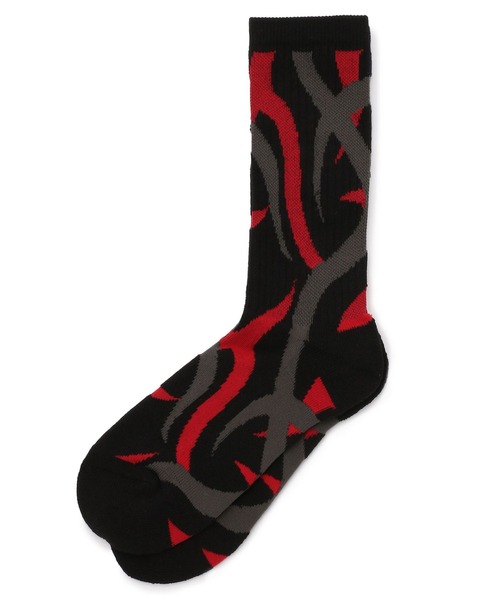 DANKE SCHON（ダンケシェーン）の「DankeSchon/ダンケシェーン/トライバルソックス/TRIBAL SOCKS（ソックス/靴下・メンズ・グレー/レッド・FREE）」の2枚目の写真