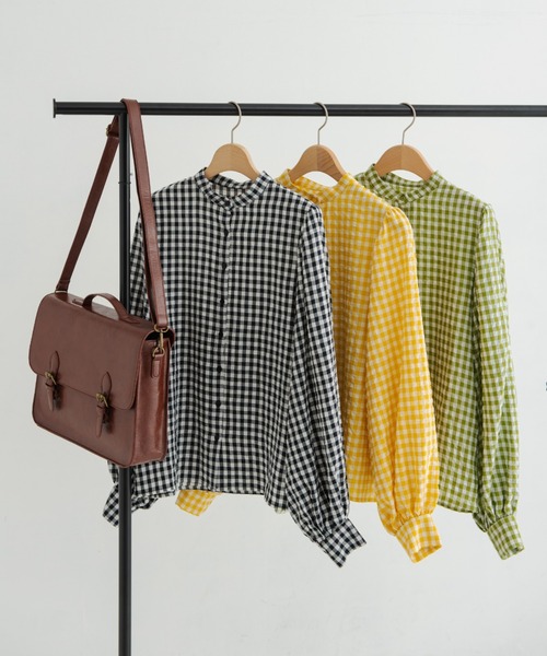 MERLOT(メルロー)の「【人気no.1ブラウスに新色登場】ギンガムパフスリブラウス(シャツ/ブラウス・レディース・グリーン/ブラック/レッド/イエロー・FREE)」の17枚目の写真