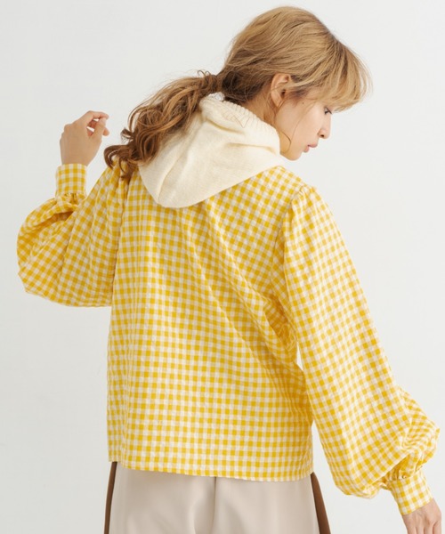 MERLOT(メルロー)の「【人気no.1ブラウスに新色登場】ギンガムパフスリブラウス(シャツ/ブラウス・レディース・グリーン/ブラック/レッド/イエロー・FREE)」の12枚目の写真