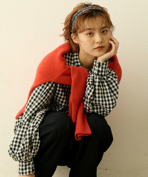 MERLOT(メルロー)の「【人気no.1ブラウスに新色登場】ギンガムパフスリブラウス(シャツ/ブラウス・レディース・グリーン/ブラック/レッド/イエロー・FREE)」の19枚目の写真