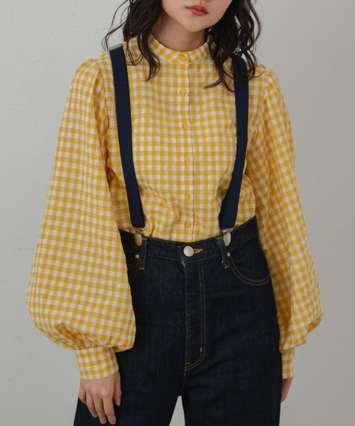MERLOT(メルロー)の「【人気no.1ブラウスに新色登場】ギンガムパフスリブラウス(シャツ/ブラウス・レディース・グリーン/ブラック/レッド/イエロー・FREE)」の9枚目の写真