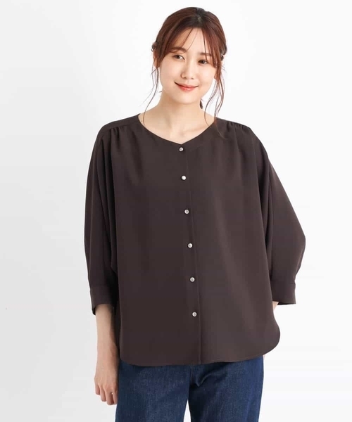 MK MICHEL KLEIN（エムケーミッシェルクラン）の「フロント釦ブラウス/洗える（シャツ/ブラウス・レディース・レッド/ブラウン/ベージュ・38）」の12枚目の写真