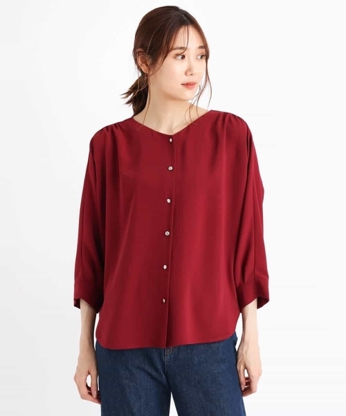 MK MICHEL KLEIN（エムケーミッシェルクラン）の「フロント釦ブラウス/洗える（シャツ/ブラウス・レディース・レッド/ブラウン/ベージュ・38）」の19枚目の写真