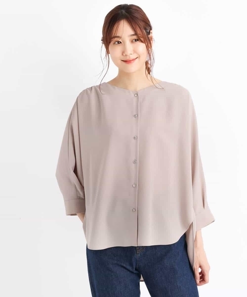 MK MICHEL KLEIN（エムケーミッシェルクラン）の「フロント釦ブラウス/洗える（シャツ/ブラウス・レディース・レッド/ブラウン/ベージュ・38）」の4枚目の写真