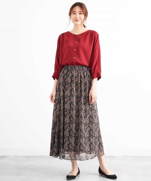 MK MICHEL KLEIN（エムケーミッシェルクラン）の「フロント釦ブラウス/洗える（シャツ/ブラウス・レディース・レッド/ブラウン/ベージュ・38）」の9枚目の写真