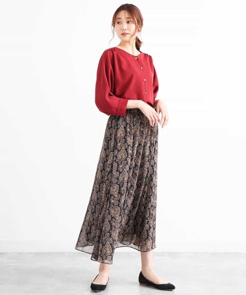 MK MICHEL KLEIN（エムケーミッシェルクラン）の「フロント釦ブラウス/洗える（シャツ/ブラウス・レディース・レッド/ブラウン/ベージュ・38）」の16枚目の写真