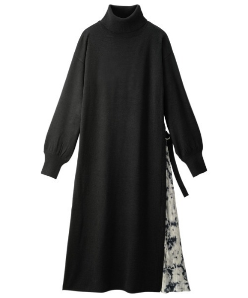 GeeRA(ジーラ)の「サイドプリーツニットワンピース(ワンピース・レディース・モカ/ブラック・X-LARGE/LARGE/MEDIUM)」の3枚目の写真