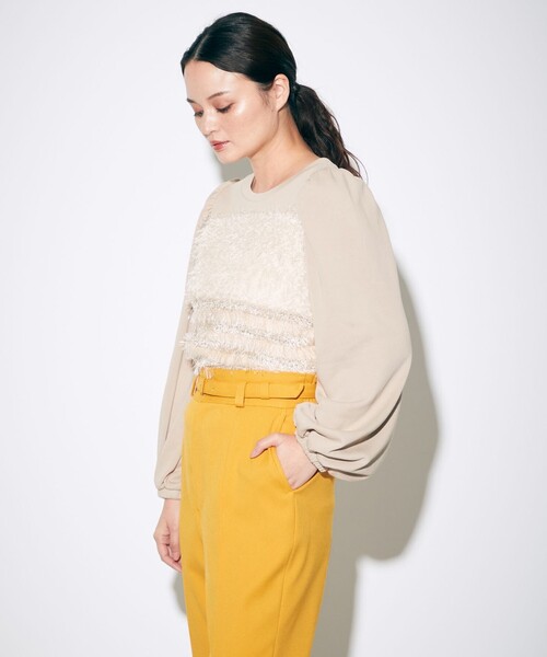 GRACE CONTINENTAL(グレースコンチネンタル)の「カットソーコンビパフ袖トップ(Tシャツ/カットソー・レディース・ブラック/ベージュ・36)」の3枚目の写真