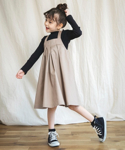 BRANSHES（ブランシェス）の「胸元タックジャンパースカート（スカート・キッズ・カーキオリーブ/ベージュ・110cm/90cm/100cm/120cm/140cm/150cm/130cm）」の6枚目の写真