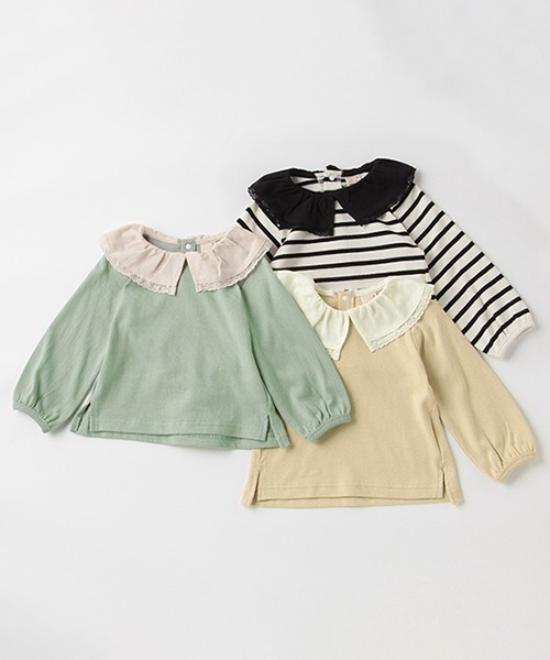 petit main（プティマイン）の「【リンク】レース襟長袖T（Tシャツ/カットソー・キッズ・ライトベージュ/エメラルド/マルチ・90cm/110cm/100cm/80ｃｍ/120cm/130cm）」の12枚目の写真