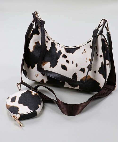 SPINNS（スピンズ）の「【2WAY仕様】ミニポーチ付き フェイクレザーショルダーバッグ（ショルダーバッグ・レディース・ブラック/グレー/アニマル・ONESIZE）」の3枚目の写真