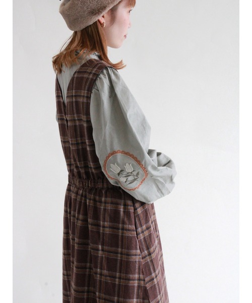 ehka sopo（エヘカソポ）の「前後着チェック柄ノースリーブワンピース