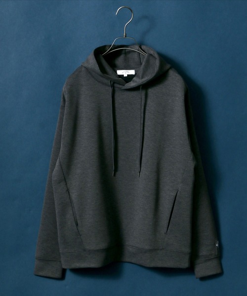 ANPAS(アンパス)の「High function Cardboard Knit Huudie/抗菌・防臭 テックダンボールニット プルパーカー(パーカー・メンズ・ブラック/グレイッシュベージュ/ピンク/チャコールグレー・L/M/LL)」の2枚目の写真