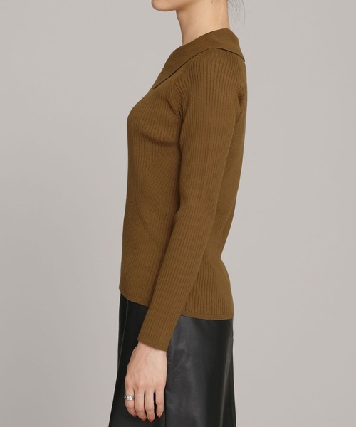 NANO universe（ナノユニバース）の「WEB限定/衿付きリブニット 長袖