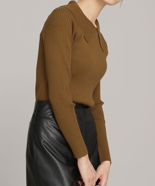 NANO universe（ナノユニバース）の「WEB限定/衿付きリブニット 長袖