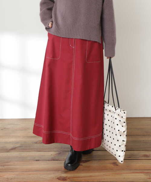 N.（N. Natural Beauty Basic）（エヌエヌナチュラルビューティーベーシック）の「◆ステッチ入りフレアスカート（スカート・レディース・ネイビー/レッド/グリーン・MEDIUM）」の18枚目の写真