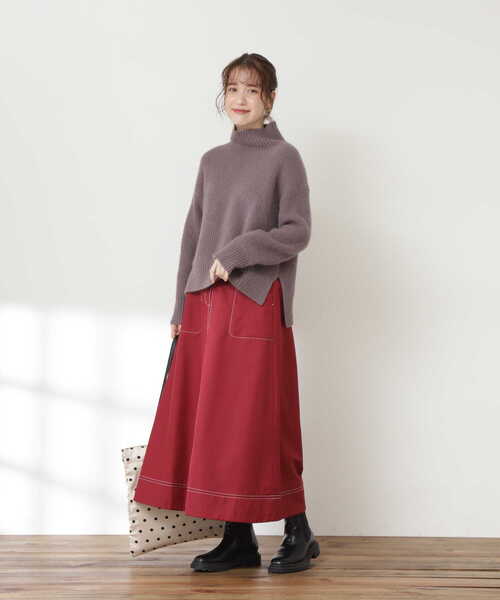 N.（N. Natural Beauty Basic）（エヌエヌナチュラルビューティーベーシック）の「◆ステッチ入りフレアスカート（スカート・レディース・ネイビー/レッド/グリーン・MEDIUM）」の19枚目の写真