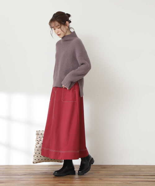 N.（N. Natural Beauty Basic）（エヌエヌナチュラルビューティーベーシック）の「◆ステッチ入りフレアスカート（スカート・レディース・ネイビー/レッド/グリーン・MEDIUM）」の20枚目の写真