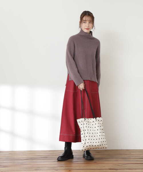 N.（N. Natural Beauty Basic）（エヌエヌナチュラルビューティーベーシック）の「◆ステッチ入りフレアスカート（スカート・レディース・ネイビー/レッド/グリーン・MEDIUM）」の21枚目の写真