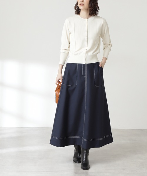 N.（N. Natural Beauty Basic）（エヌエヌナチュラルビューティーベーシック）の「◆ステッチ入りフレアスカート（スカート・レディース・ネイビー/レッド/グリーン・MEDIUM）」の2枚目の写真