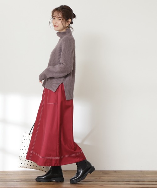 N.（N. Natural Beauty Basic）（エヌエヌナチュラルビューティーベーシック）の「◆ステッチ入りフレアスカート（スカート・レディース・ネイビー/レッド/グリーン・MEDIUM）」の9枚目の写真