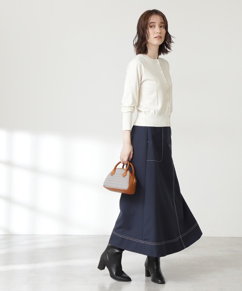 N.（N. Natural Beauty Basic）（エヌエヌナチュラルビューティーベーシック）の「◆ステッチ入りフレアスカート（スカート・レディース・ネイビー/レッド/グリーン・MEDIUM）」の10枚目の写真