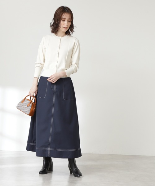 N.（N. Natural Beauty Basic）（エヌエヌナチュラルビューティーベーシック）の「◆ステッチ入りフレアスカート（スカート・レディース・ネイビー/レッド/グリーン・MEDIUM）」の15枚目の写真