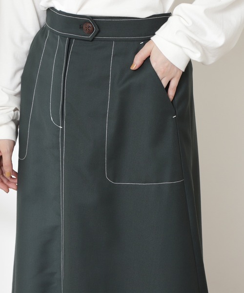 N.（N. Natural Beauty Basic）（エヌエヌナチュラルビューティーベーシック）の「◆ステッチ入りフレアスカート（スカート・レディース・ネイビー/レッド/グリーン・MEDIUM）」の7枚目の写真