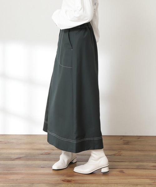 N.（N. Natural Beauty Basic）（エヌエヌナチュラルビューティーベーシック）の「◆ステッチ入りフレアスカート（スカート・レディース・ネイビー/レッド/グリーン・MEDIUM）」の5枚目の写真