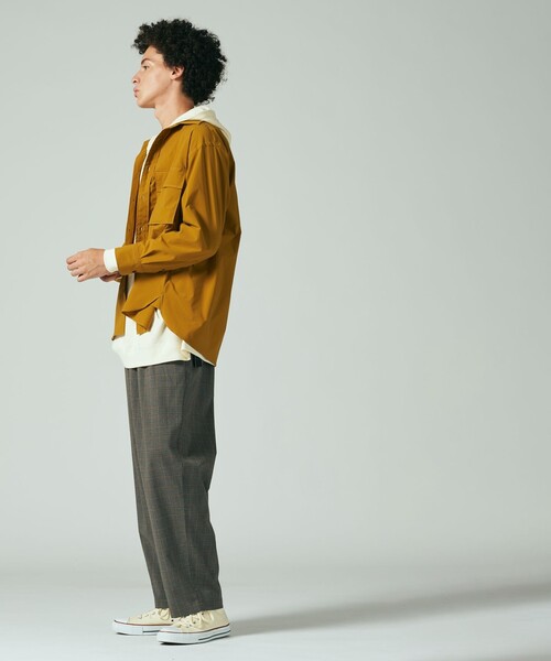 J.PRESS YORK STREET(ジェイプレスヨークストリート)の「【UNISEX】ストレッチピーチクロスワークシャツ(シャツ/ブラウス・メンズ・黄土色系/オリーブ系/ネイビー系・MEDIUM/LARGE)」の4枚目の写真
