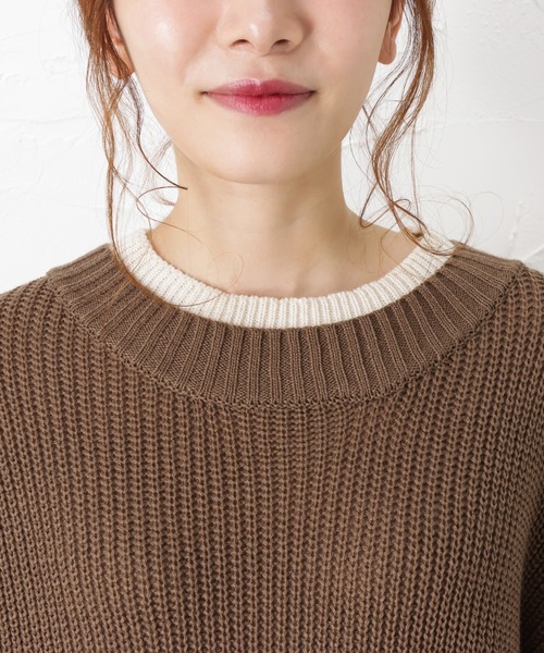 NAVY（ネイビー）の「洗えるニット 7Gレイヤード プルオーバー（ニット