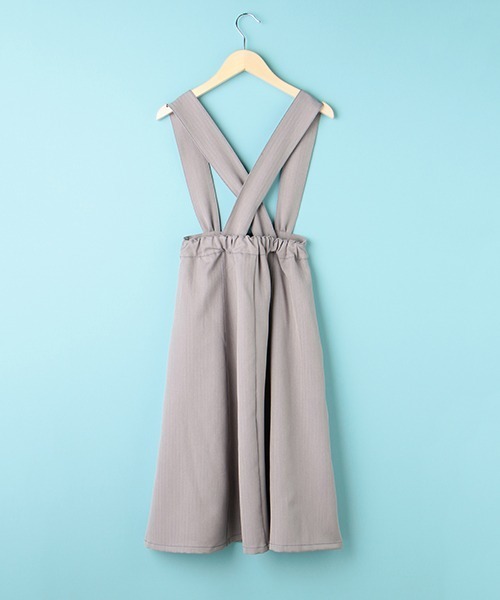 Lindsay（リンジィ）の「細見えサスペンダー付き切替ミディスカート（スカート・キッズ・ベージュ/ブルーグレー/ブラック・M/L）」の5枚目の写真