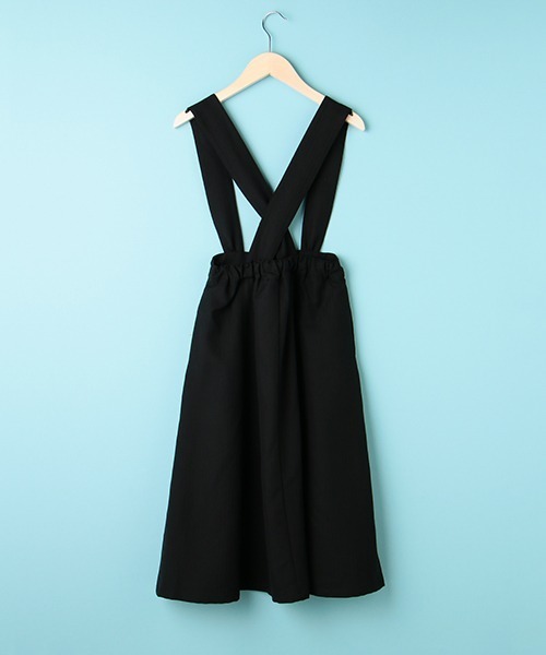 Lindsay（リンジィ）の「細見えサスペンダー付き切替ミディスカート（スカート・キッズ・ベージュ/ブルーグレー/ブラック・M/L）」の6枚目の写真