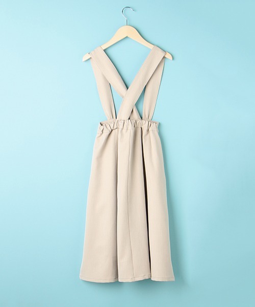 Lindsay（リンジィ）の「細見えサスペンダー付き切替ミディスカート（スカート・キッズ・ベージュ/ブルーグレー/ブラック・M/L）」の7枚目の写真