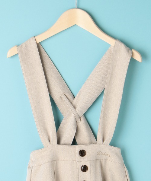 Lindsay（リンジィ）の「細見えサスペンダー付き切替ミディスカート（スカート・キッズ・ベージュ/ブルーグレー/ブラック・M/L）」の8枚目の写真