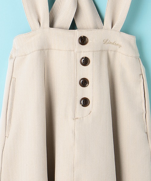 Lindsay（リンジィ）の「細見えサスペンダー付き切替ミディスカート（スカート・キッズ・ベージュ/ブルーグレー/ブラック・M/L）」の9枚目の写真