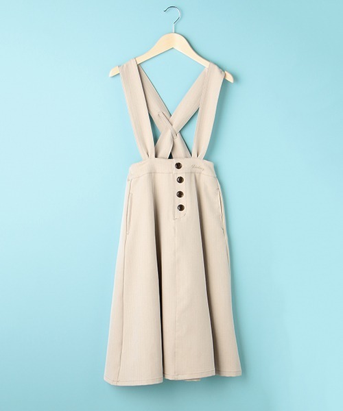 Lindsay（リンジィ）の「細見えサスペンダー付き切替ミディスカート（スカート・キッズ・ベージュ/ブルーグレー/ブラック・M/L）」の19枚目の写真