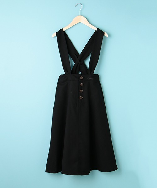 Lindsay（リンジィ）の「細見えサスペンダー付き切替ミディスカート（スカート・キッズ・ベージュ/ブルーグレー/ブラック・M/L）」の20枚目の写真