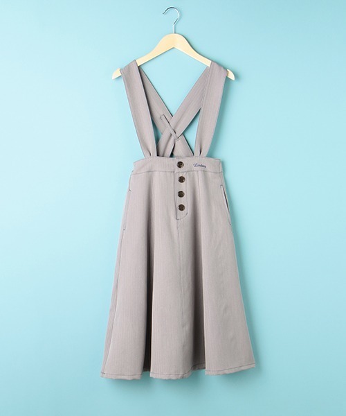 Lindsay（リンジィ）の「細見えサスペンダー付き切替ミディスカート（スカート・キッズ・ベージュ/ブルーグレー/ブラック・M/L）」の21枚目の写真