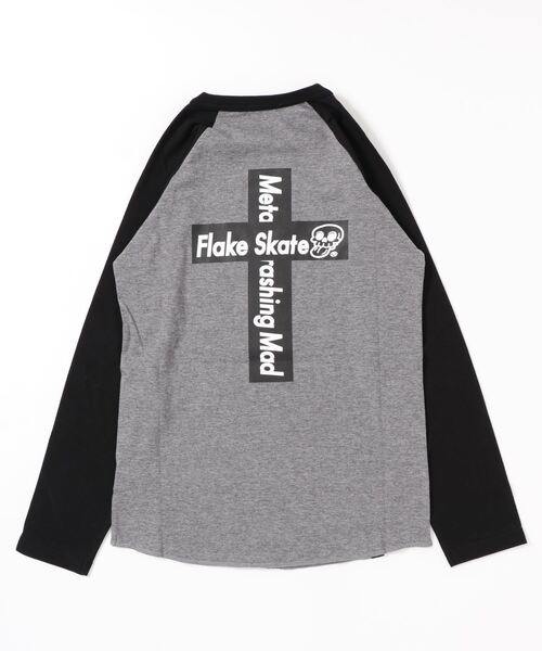 flake（フレーク）の「FLAKE CROSS LOGO RAGLAN T-SHIRTS（Tシャツ/カットソー・キッズ・ホワイト/グレー・150/160）」の3枚目の写真